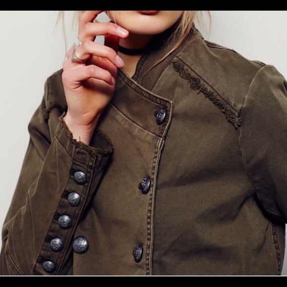 🖤 Free People Ruffled Peplum Military Jacket - Picture 3 of 13